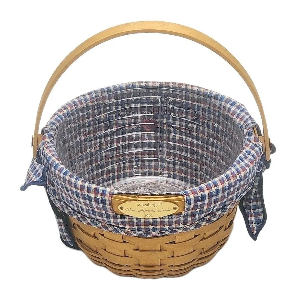 Longaberger Basket Woven Memories Tour Homestead 2002 Plaid Liner Protector Set